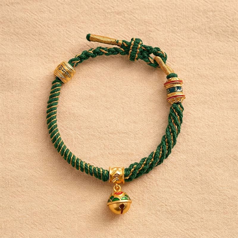 Copper Enamel Bell Wisdom Tibetan Rope Bracelet
