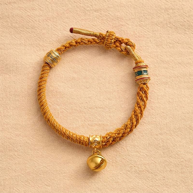 Copper Enamel Bell Wisdom Tibetan Rope Bracelet