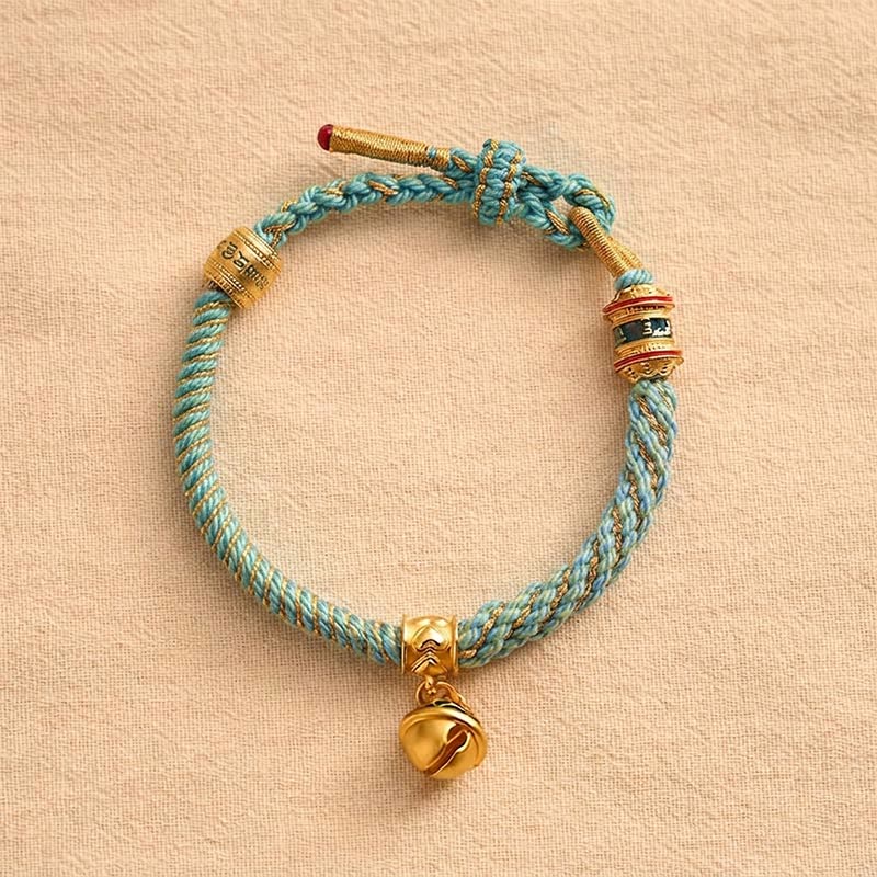 Copper Enamel Bell Wisdom Tibetan Rope Bracelet