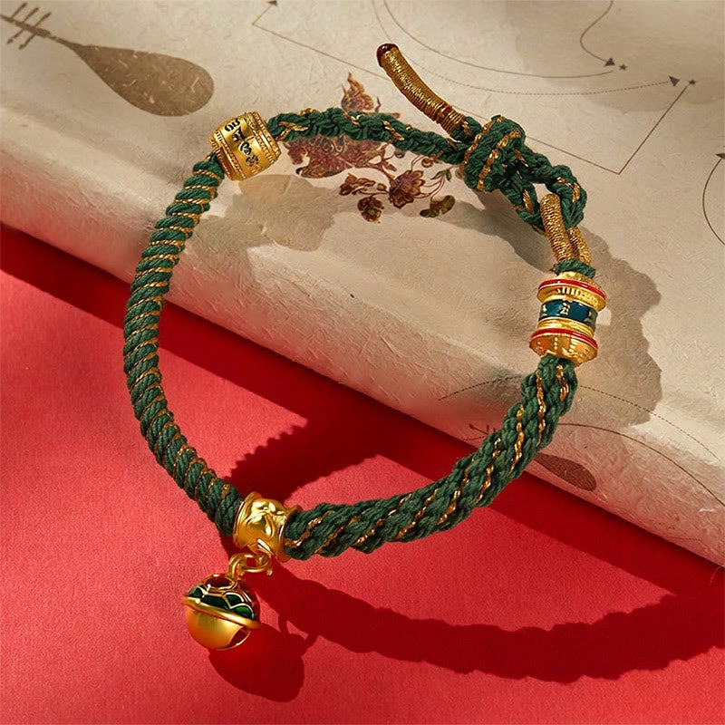 Copper Enamel Bell Wisdom Tibetan Rope Bracelet