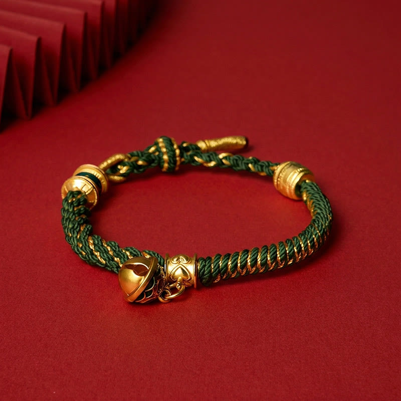Copper Enamel Bell Wisdom Tibetan Rope Bracelet