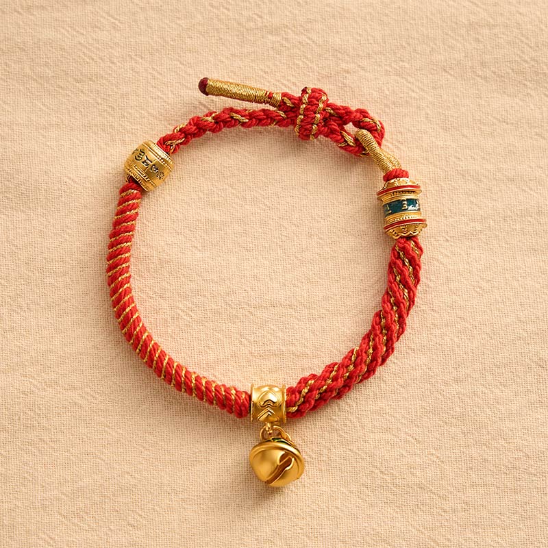 Copper Enamel Bell Wisdom Tibetan Rope Bracelet