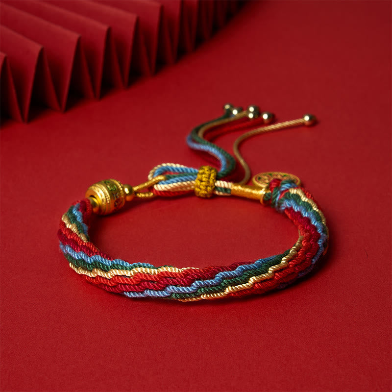 Multicolor Rope Energy Enamel Om Mani Padme Hum Charm Bracelet