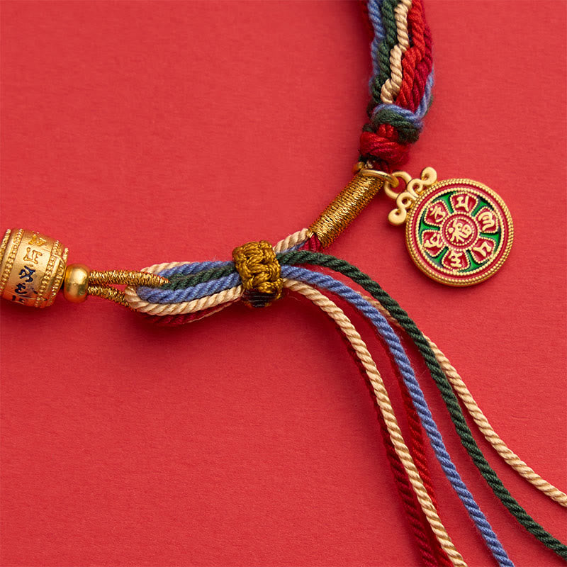 Multicolor Rope Energy Enamel Om Mani Padme Hum Charm Bracelet