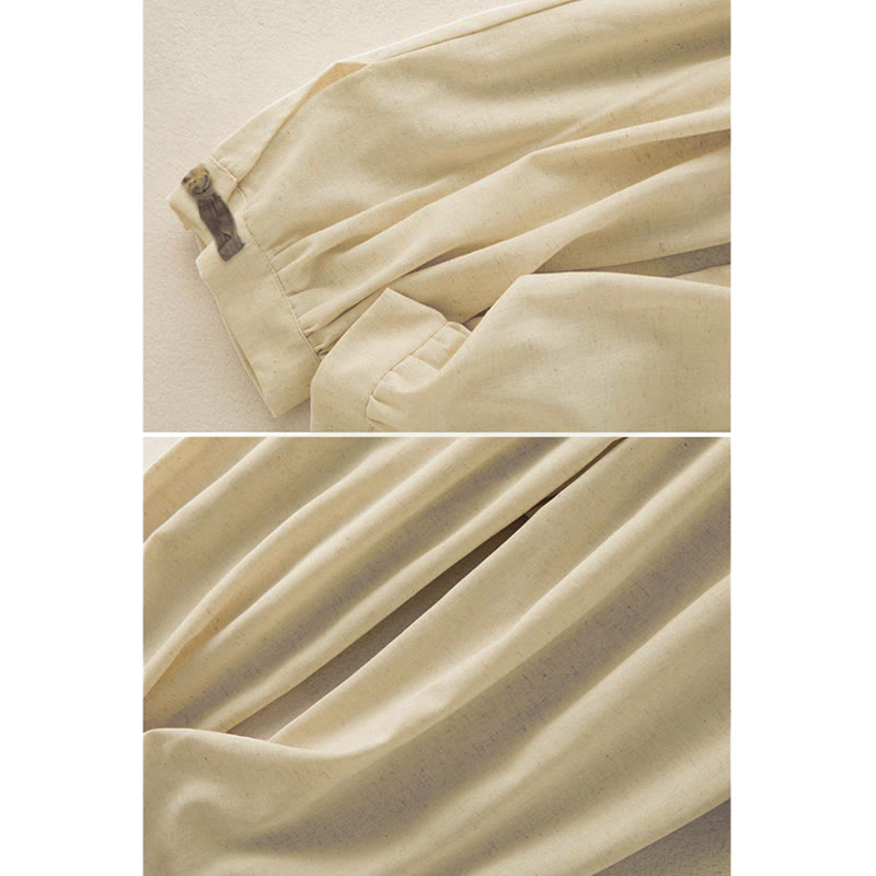 Plain Cotton Drawstring Women's Harem Pants With Pockets