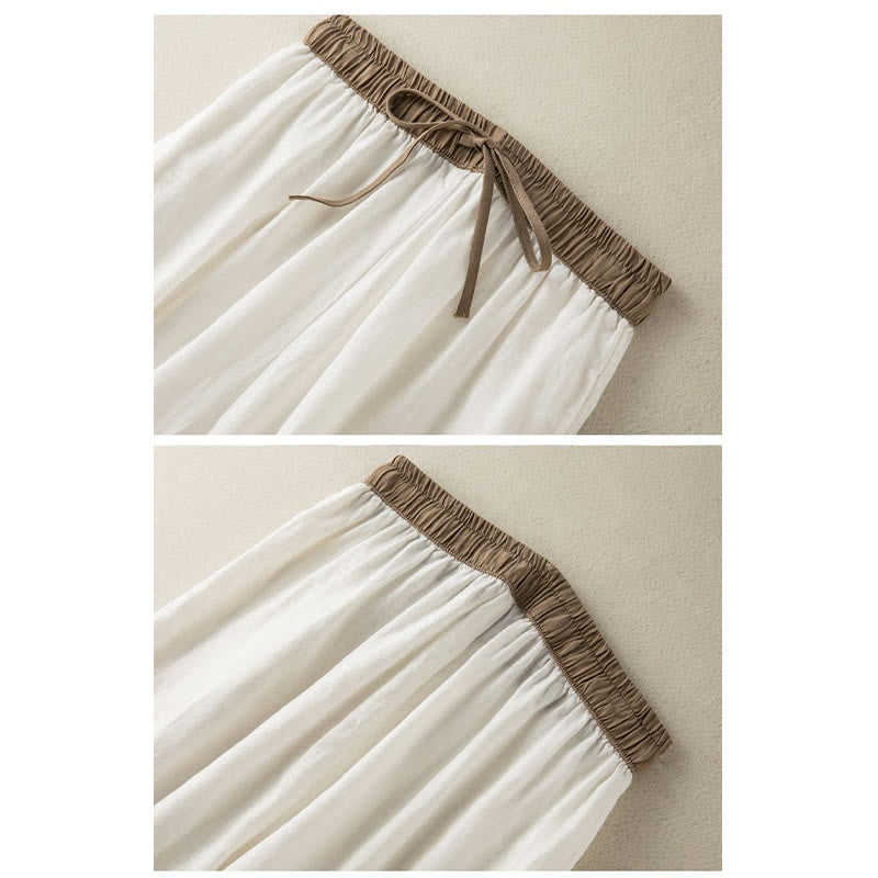 Plain Cotton Drawstring Women's Harem Pants With Pockets