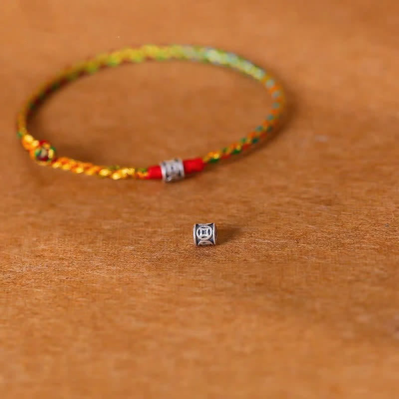 925 Sterling Silver Hand-Woven Multicolor Red String Faith Bracelet