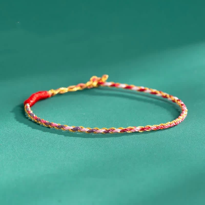 925 Sterling Silver Hand-Woven Multicolor Red String Faith Bracelet