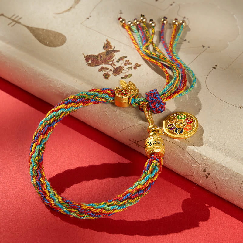 Tibetan Multicolor Rope Enamel Om Mani Padme Hum Charm Bracelet
