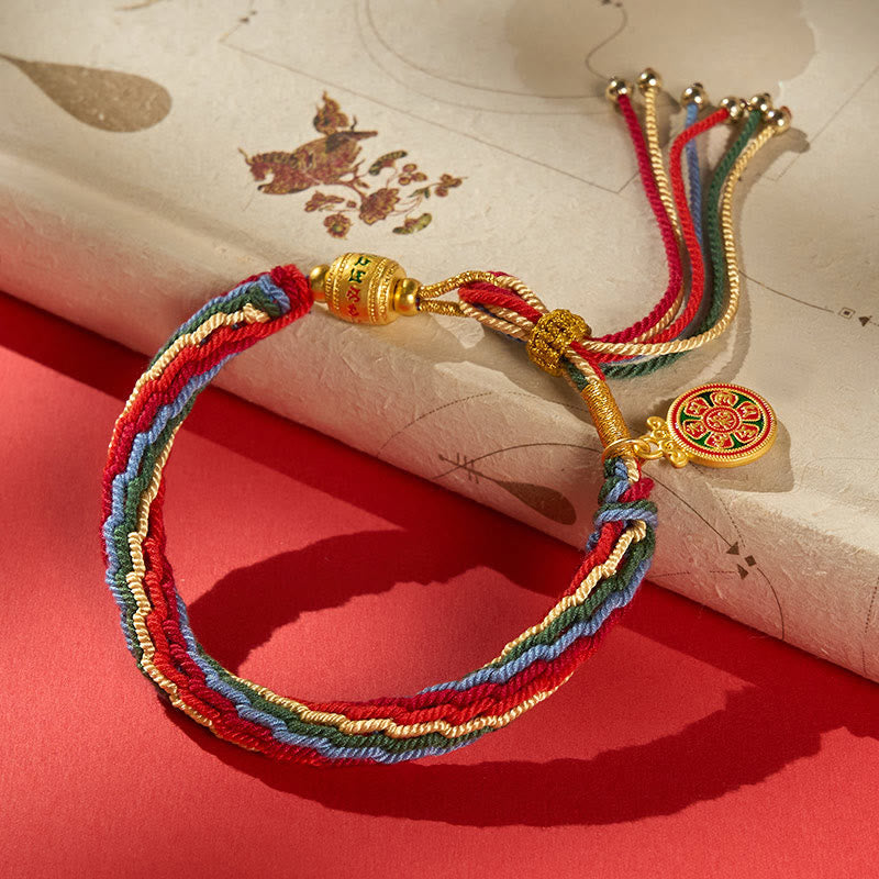 Multicolor Rope Energy Enamel Om Mani Padme Hum Charm Bracelet