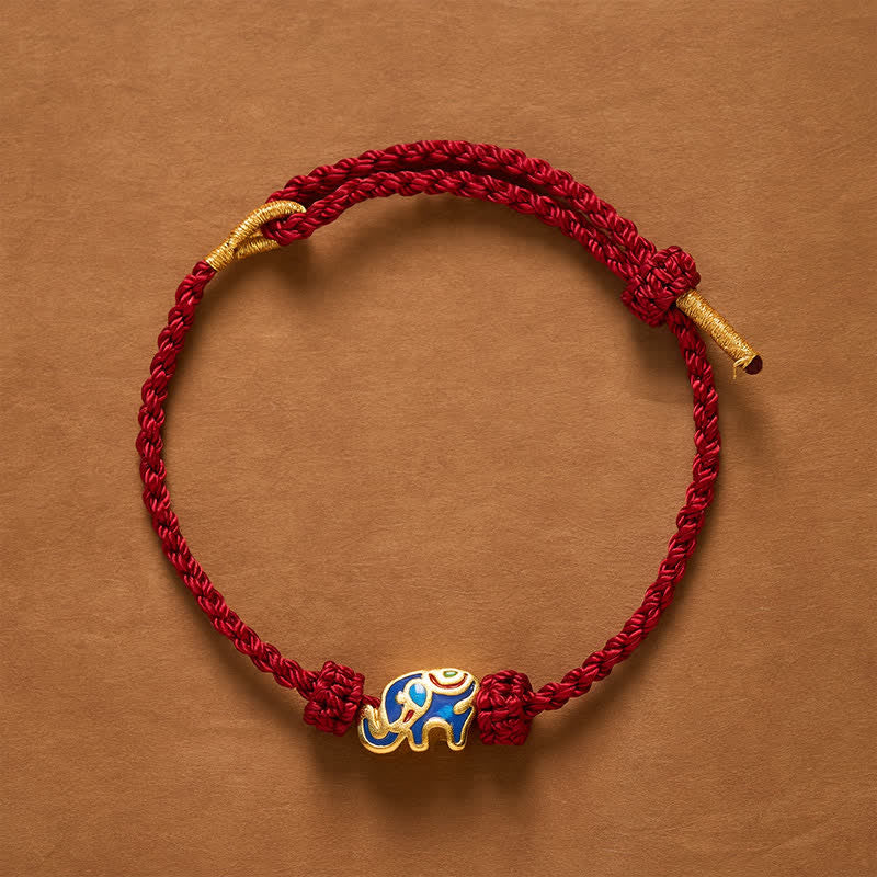 Elephant Red String Woven Wisdom Bracelet