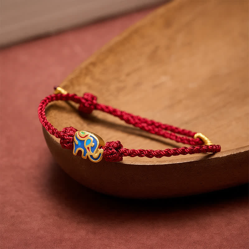 Elephant Red String Woven Wisdom Bracelet