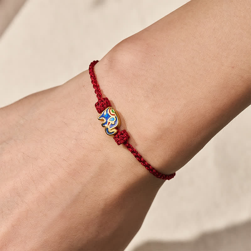 Elephant Red String Woven Wisdom Bracelet