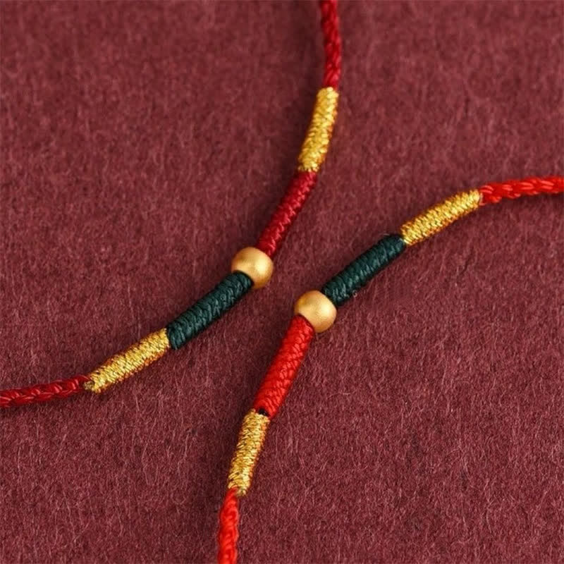 Copper Bead Red String Protection Braided Rope Bracelet