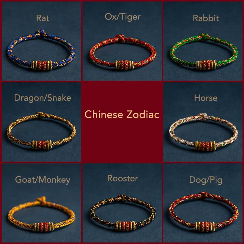 Tibet Handmade Chinese Zodiac Luck Strength Braided String Bracelet