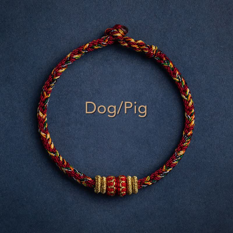 Tibet Handmade Chinese Zodiac Luck Strength Braided String Bracelet