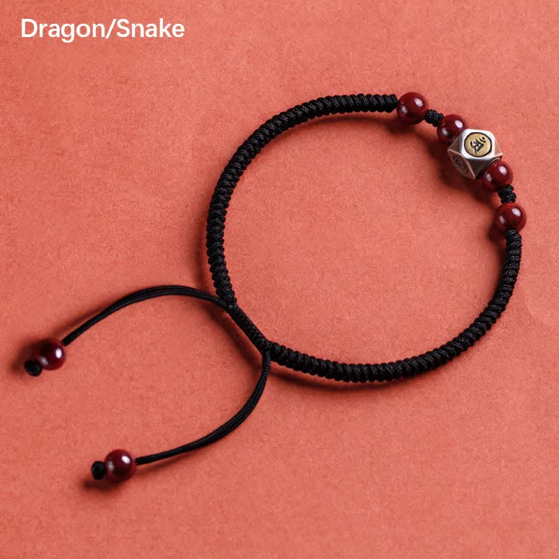 925 Sterling Silver Chinese Zodiac Cinnabar Calm Bracelet
