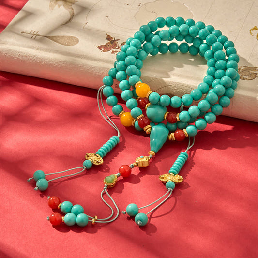 Turquoise Tibetan Round 108 Beads Strength Mala