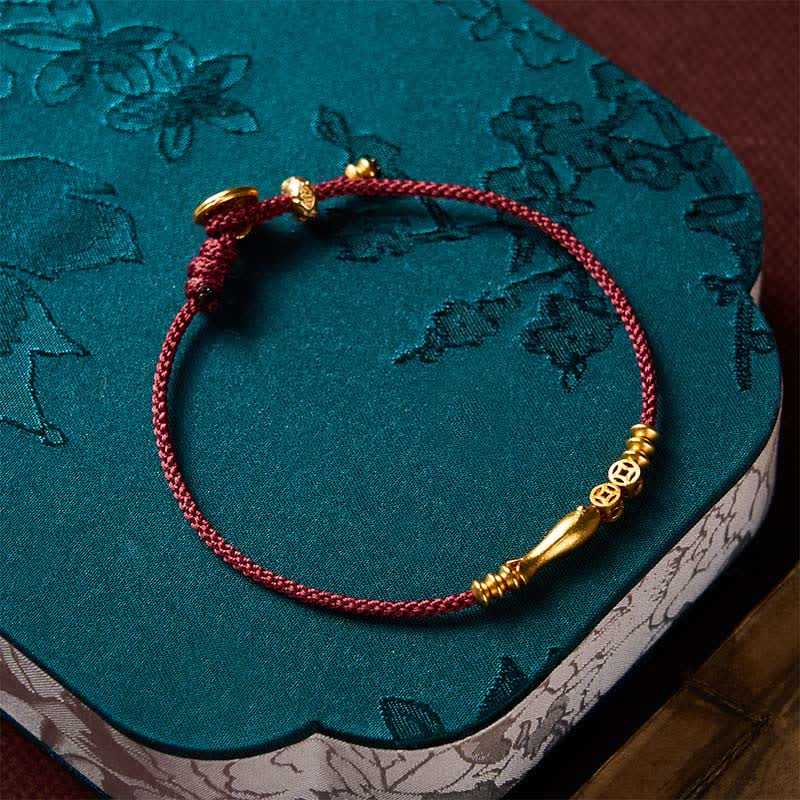 Hand-Woven Red String Koi Fish Copper Coin Success Bracelet