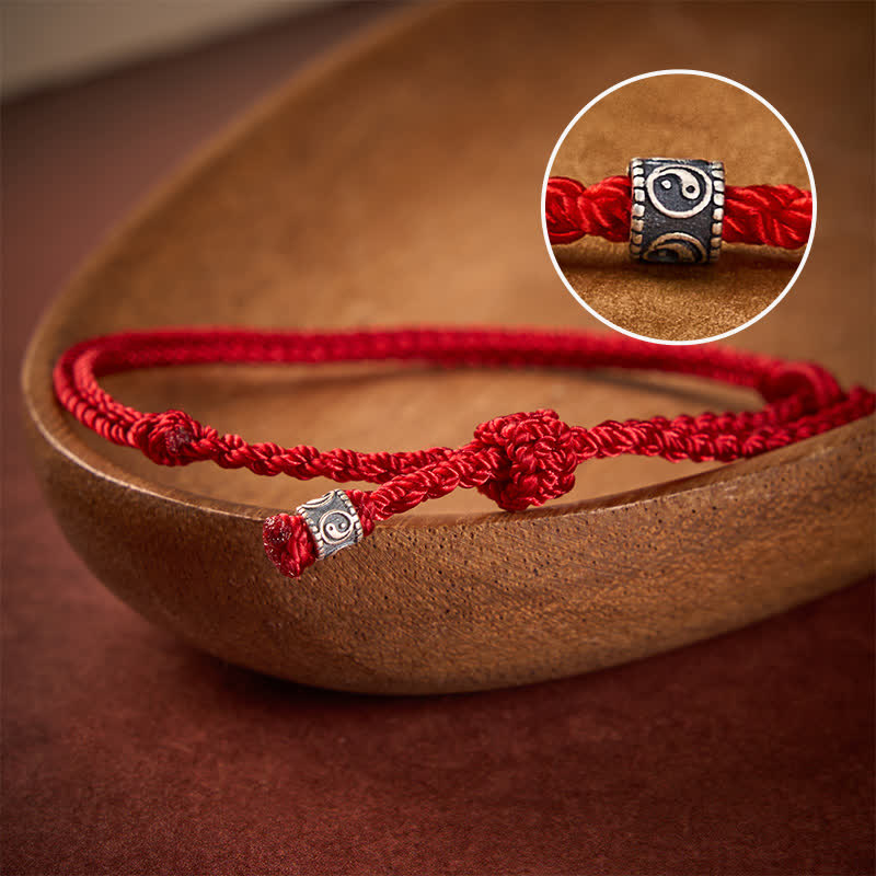 Red String 925 Sterling Silver Yin Yang Protection Bracelet