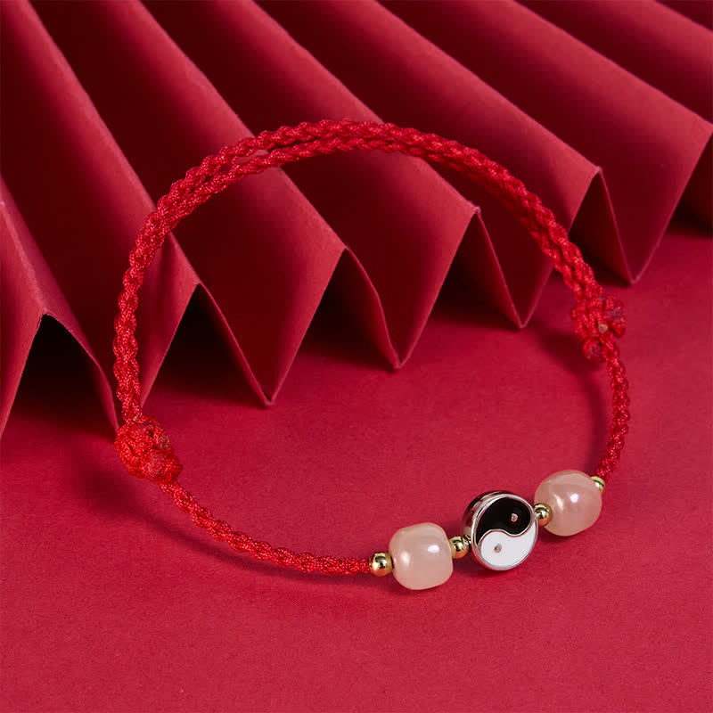 Alloy Yin Yang Hetian Jade Bead Red String Balance Bracelet