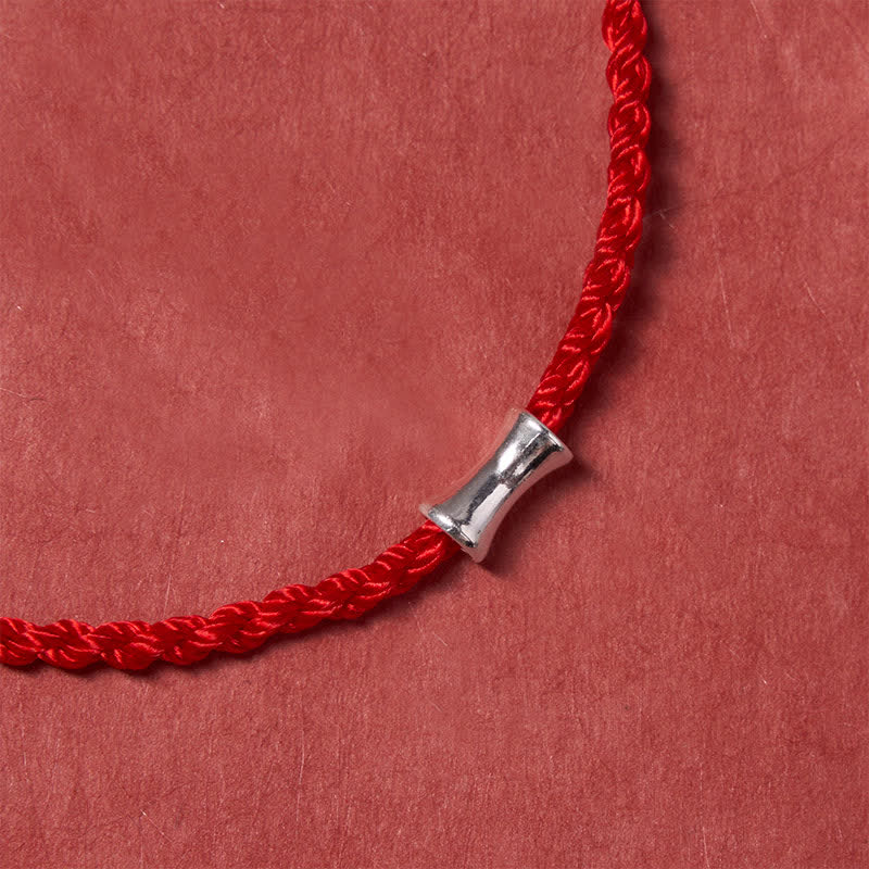 Black Red String 925 Sterling Silver Bamboo Growth Bracelet