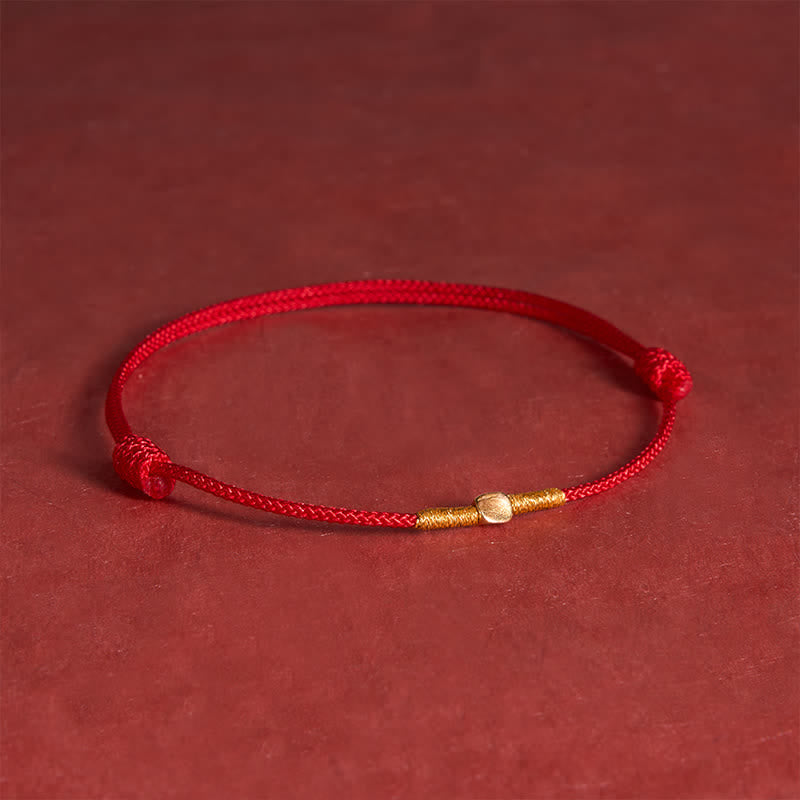 925 Sterling Silver Golden Bead Protection Braided Rope Bracelet