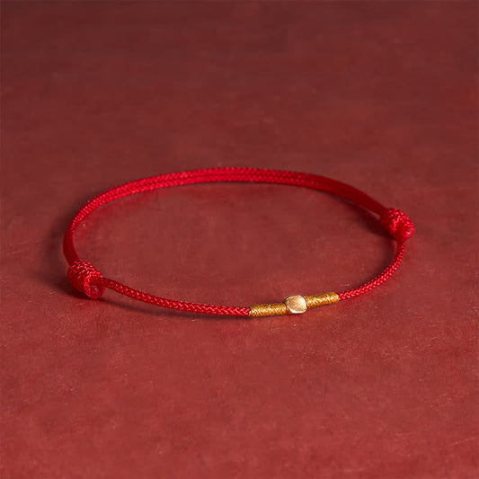 925 Sterling Silver Golden Bead Protection Braided Rope Bracelet