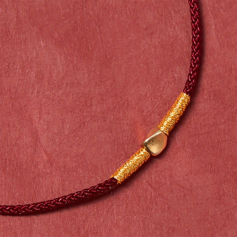 925 Sterling Silver Golden Bead Protection Braided Rope Bracelet