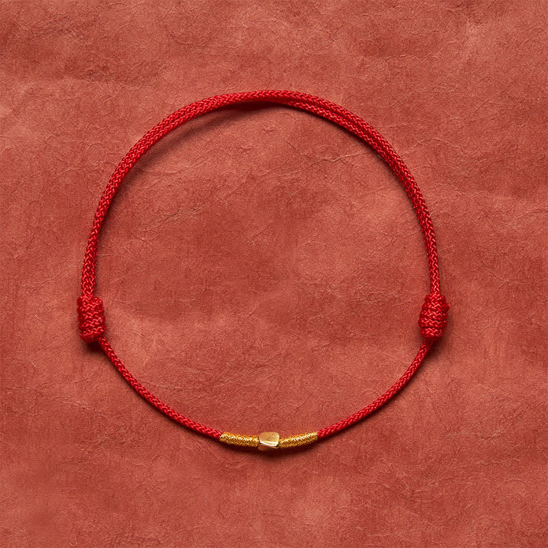 925 Sterling Silver Golden Bead Protection Braided Rope Bracelet