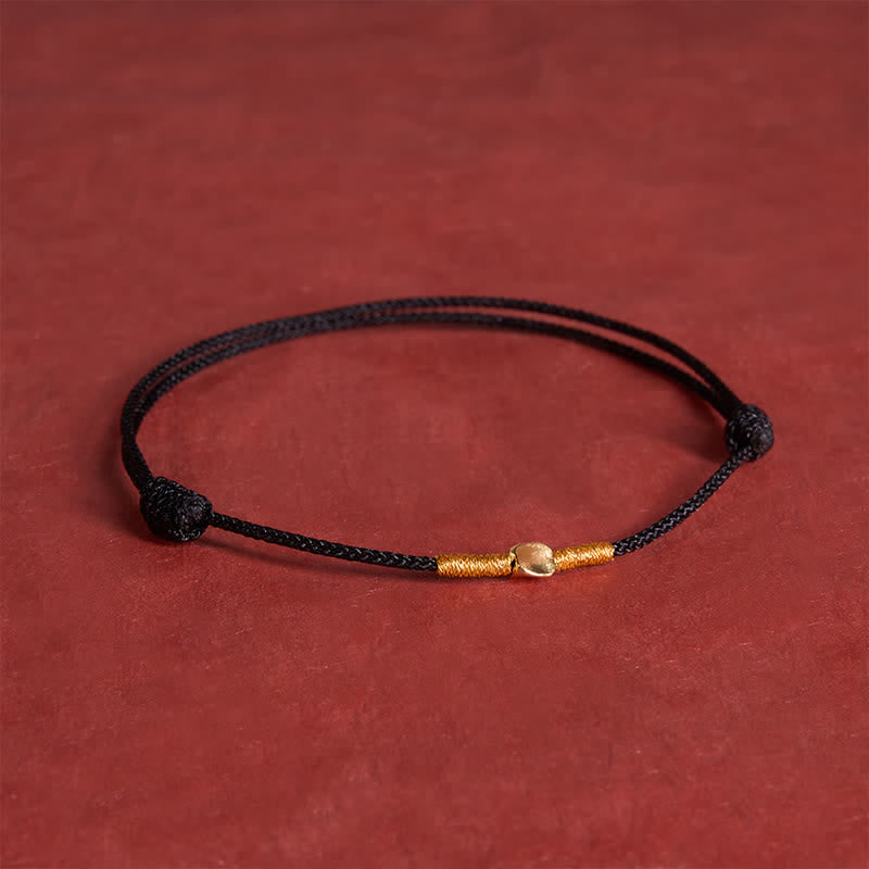 925 Sterling Silver Golden Bead Protection Braided Rope Bracelet