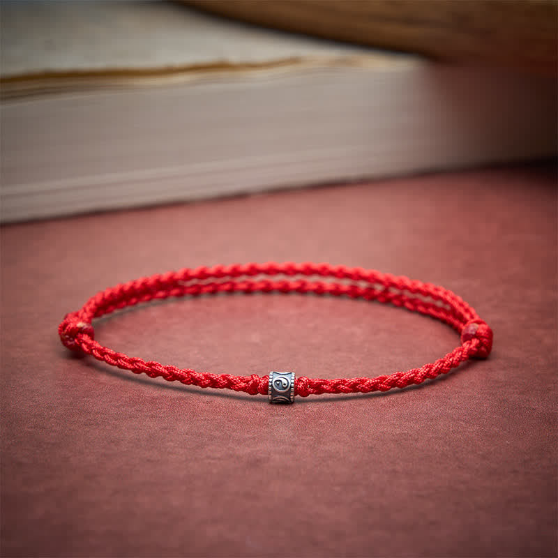 Black Red String 925 Sterling Silver Yin Yang Protection Bracelet Anklet