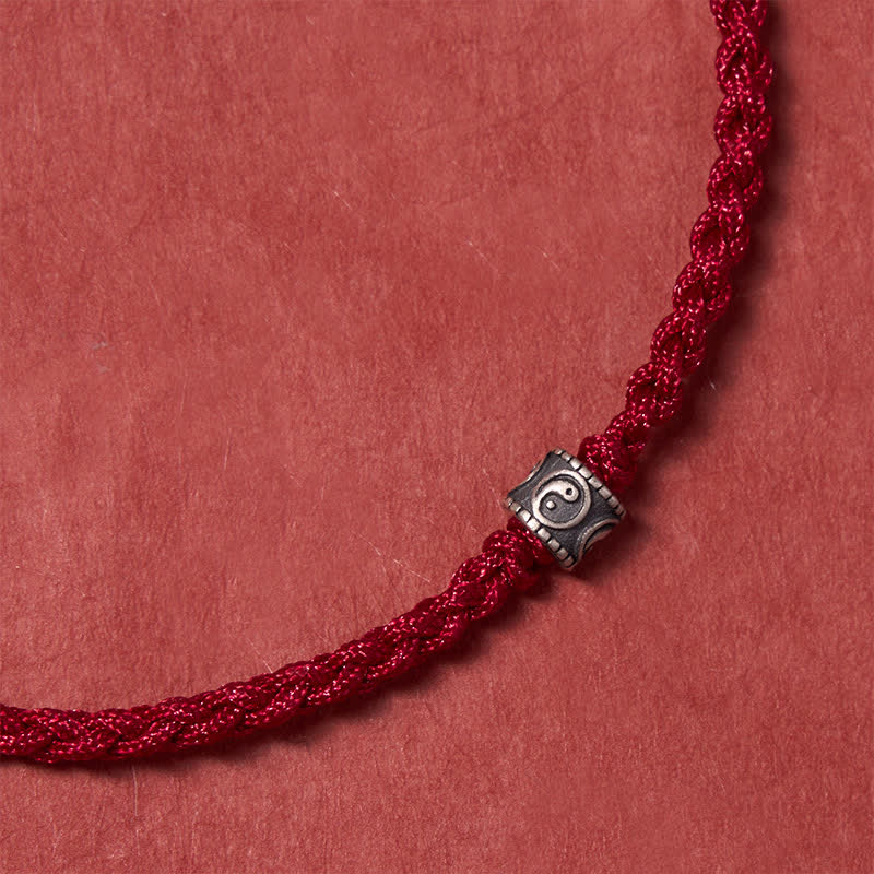Black Red String 925 Sterling Silver Yin Yang Protection Bracelet Anklet
