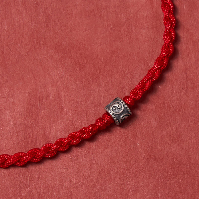 Black Red String 925 Sterling Silver Yin Yang Protection Bracelet Anklet