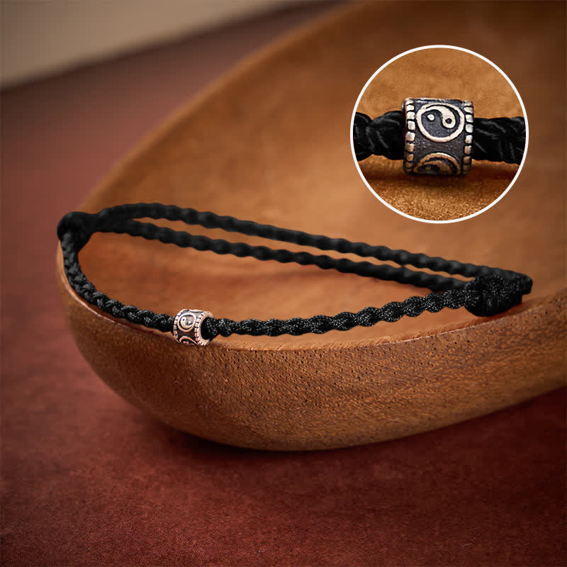 Black Red String 925 Sterling Silver Yin Yang Protection Bracelet Anklet
