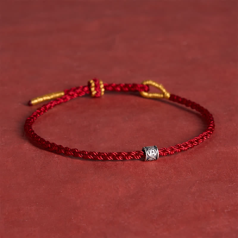 Black Red String 925 Sterling Silver Chinese Coin Protection Minimalist Bracelet