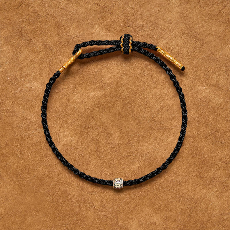 Black Red String 925 Sterling Silver Chinese Coin Protection Minimalist Bracelet