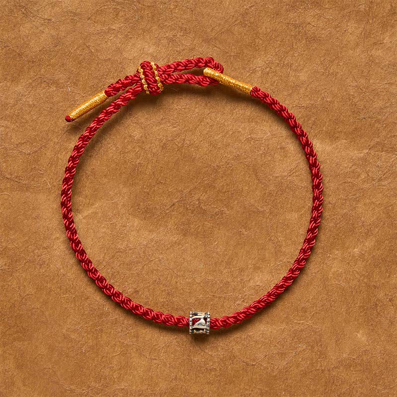 Black Red String 925 Sterling Silver Om Mani Padme Hum Protection Minimalist Bracelet