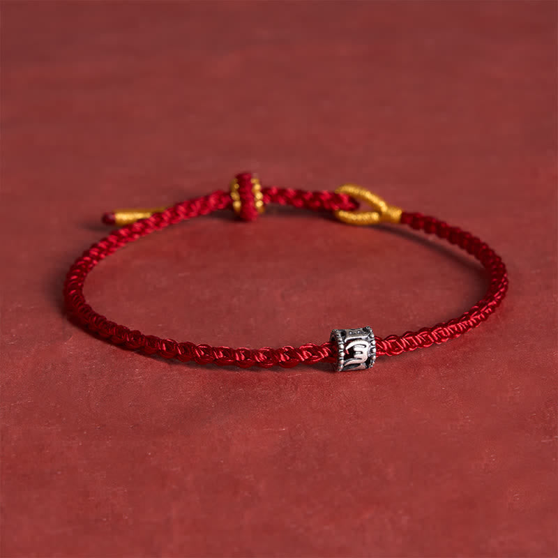 Black Red String 925 Sterling Silver Om Mani Padme Hum Protection Minimalist Bracelet