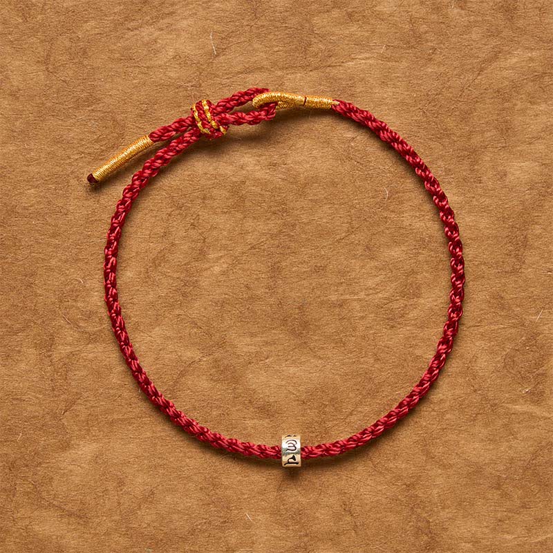 Black Red String 925 Sterling Silver Om Mani Padme Hum Luck Minimalist Bracelet