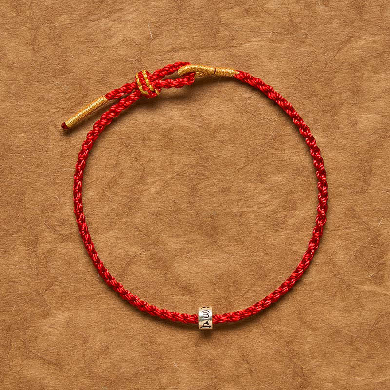 Black Red String 925 Sterling Silver Om Mani Padme Hum Luck Minimalist Bracelet