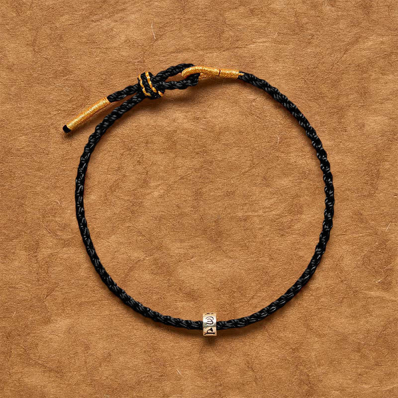 Black Red String 925 Sterling Silver Om Mani Padme Hum Luck Minimalist Bracelet