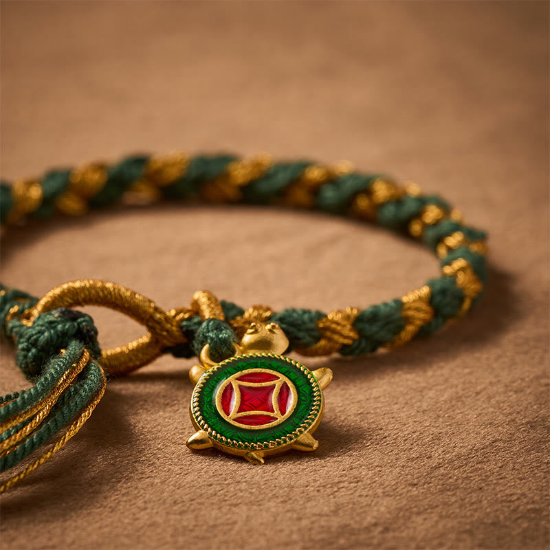 Yellow Green Turtle String Hand-Woven Bracelet