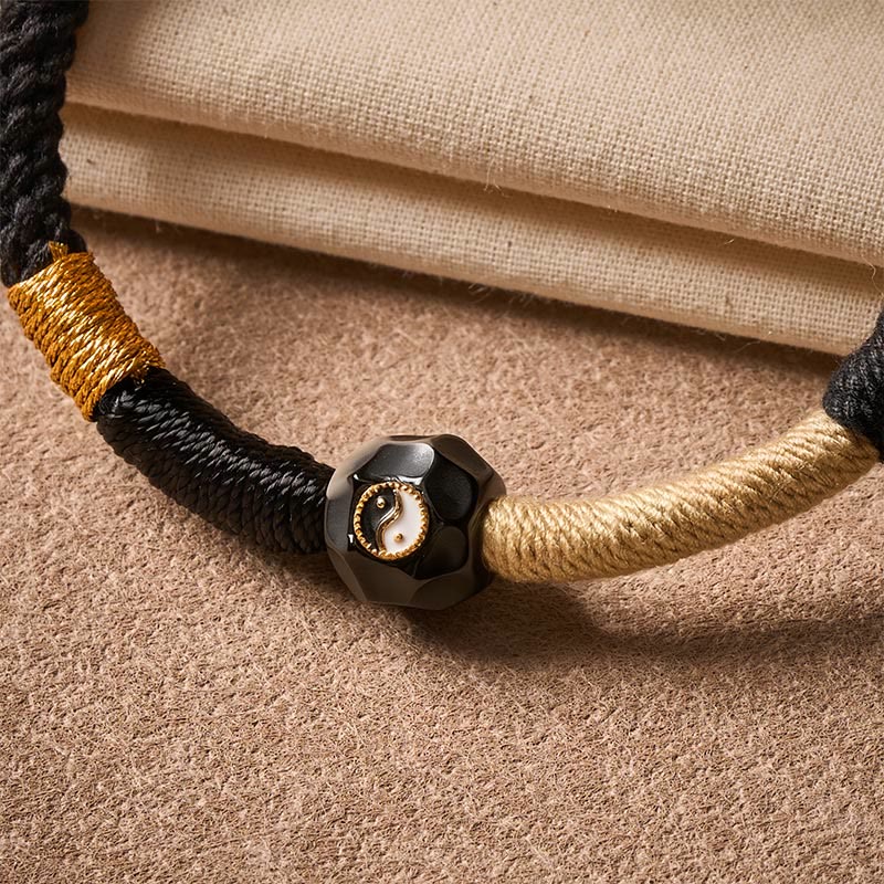 Black and White Fire Agate String Balance Bracelet