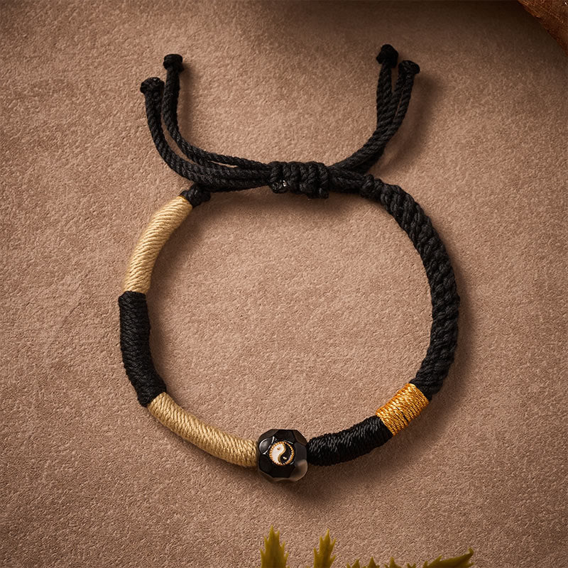 Black and White Fire Agate String Balance Bracelet