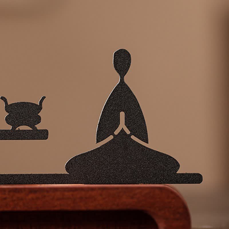 Zen Monk Natural Wood and Iron Meditation Incense Burner
