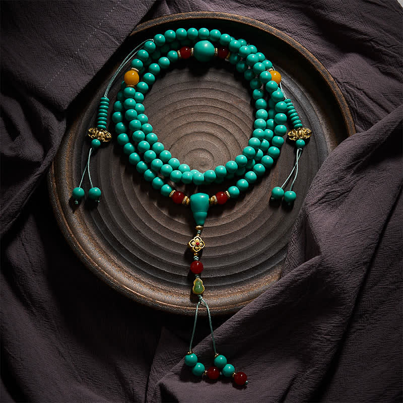 Turquoise Tibetan Round 108 Beads Strength Mala