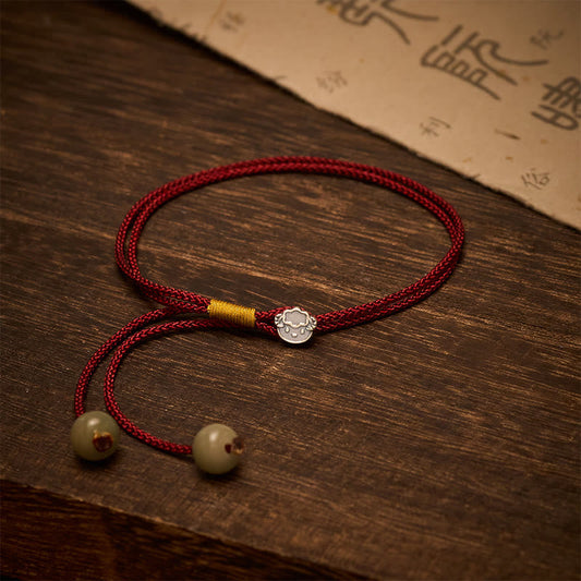 Vintage 925 Sterling Silver Chinese Zodiac Luck Braided Red String Bracelet