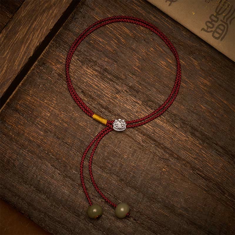 Vintage 925 Sterling Silver Chinese Zodiac Luck Braided Red String Bracelet