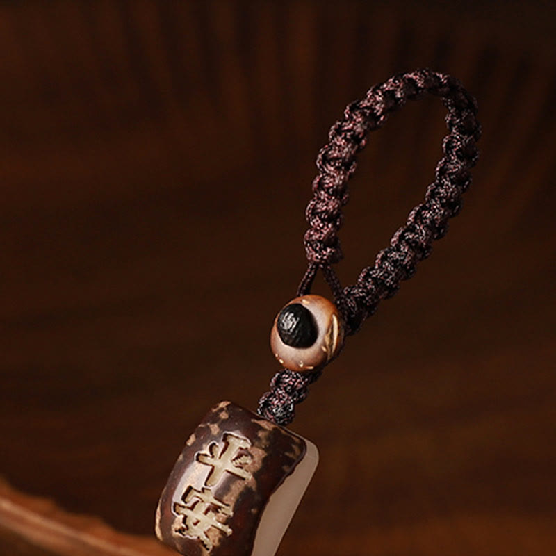 Small Leaf Red Sandalwood Green Sandalwood Money Bag Om Mani Padme Hum Rotatable Protection Keychain Phone Hanging Decoration